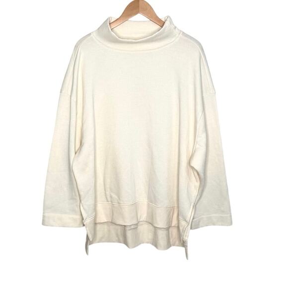 Maeve by Anthropologie Tops - Maeve by Anthropologie cream fleece mock turtleneck tunic sweatshirt size XL